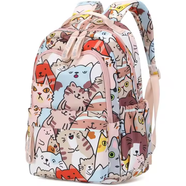 Mochipa para Niñas Mochipa Linda para Gatos Mochila para Escuela primary Mochila para estudiantes Niñas (Gato colorido) - 1