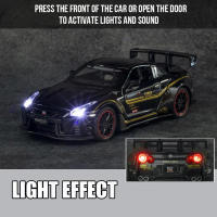 Coche De Juguete a Escala 1:32 Con Sonido Y Luz Para Niños Coche De Metal R35 Skyline De Juguete Con Retroceso Para Regalos - details 1
