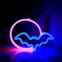 Ilumina Tu Hogar Con Nuestra Lámpara De Neón De Murciélago Y Luna LED Alimentada Por USB/batería Decoración Para Paredes Adecuada Para Niños Regalo Casa De Horror O Fiesta - details 1
