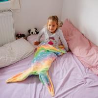 Nueva Cobija De Cola De Sirena Con Brillo Nocturno Suave De Poliéster Flanela Fleece Usable En Todas Las Estaciones Para Niños - details 5
