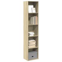 vidaXL Estantería librería madera de ingeniería 40x30x189 cm en color Blanco/Roble Sonoma/Marrón roble y más | almacenamiento funcional diseño moderno para baño dormitorio sala - details 1