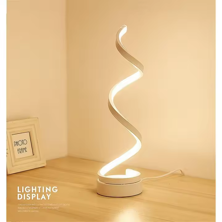 Lámpara de mesita de noche en espiral LED, brillo de protección ocular Blanco cálido, 12W - 1