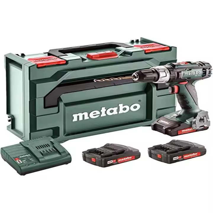 METABO 602321540 - Taladro atornillador a bateria 18V / 3x 2,0 Ah Li-Ion BS 18 L - portabrocas 13 mm con maletín - 1