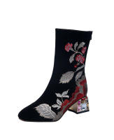 SP Botas de Caballero de Tacón Bajo y medio de tubo de moda de Invierno, Zapatos de viscosa para Mujer, BOTAS de moda de Cabeza Redonda de gran tamaño de PU. - details 7
