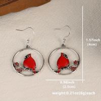 Pendientes Colgantes De Estilo Bohemio Vintage Con Diseño De Ramas De Pájaro Rojo Para Mujer Para Usar En Vacaciones - details 4