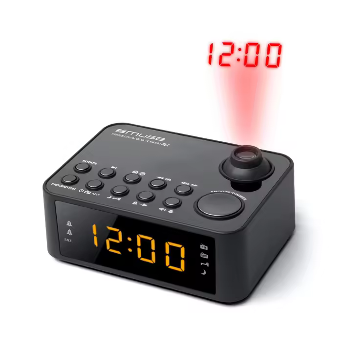 MUSE M-178 P NEGRO RADIO DESPERTADOR AM/FM CON ALTAVOZ INTEGRADO Y PROYECTOR DE HORA - 1