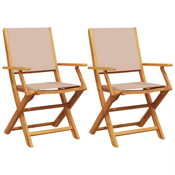 vidaXL Sillas de jardín 2 uds madera maciza acacia y tela gris taupe - 1