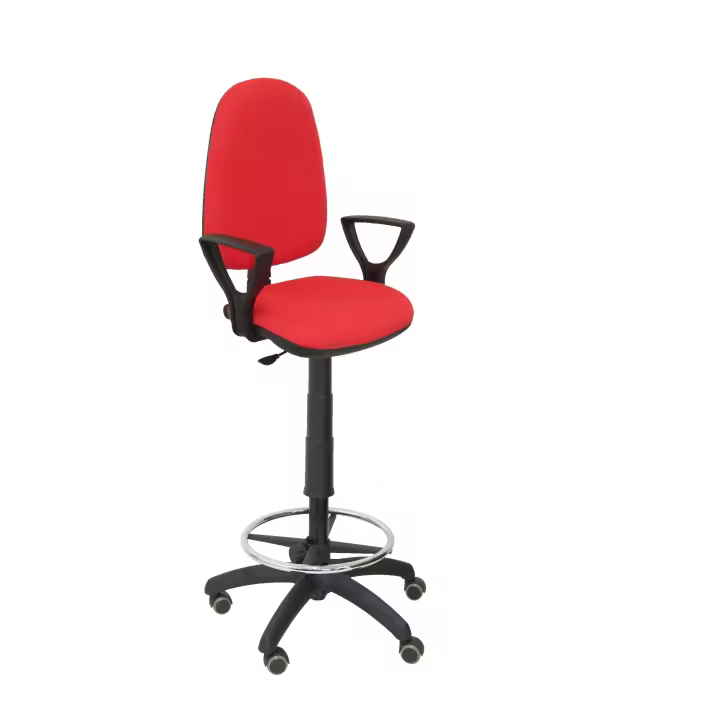 Piqueras Y Crespo Taburete Ayna Bali Rojo Ergonómico con Ruedas y Brazos Fijos - 1