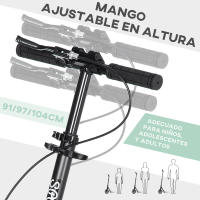 HOMCOM Patinete Plegable para Adultos y Niños de +14 Años Scooter Ligero con Manillar Ajustable Grandes Ruedas Ø200 mm Amortiguador y Freno Aluminio Carga 100 kg 91,5x36,5x91-104 cm Verde - details 2