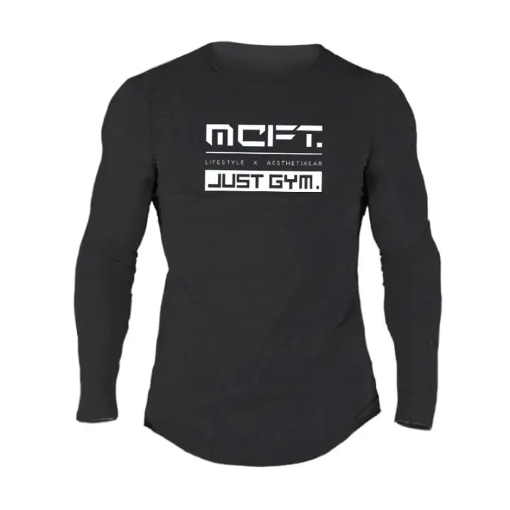Camiseta De Algodón Para Hombres Con Manga Larga Para Fitness Running Y Entrenamiento En El Gimnasio Transpirable Para Otoño E Invierno - 1