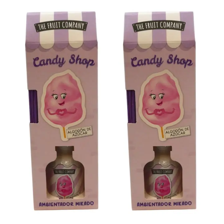 The Fruit Company Ambientador Mikado – Pack de 2 a Elegir entre Algodón de Azúcar, Chicle de Fresa y Osito de Gominola. Fragancia Intensa y Duradera que Transforma Cualquier Espacio. Libre de Alcohol para Cuidar tu Entorno - 1