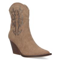 PuntoSalao Botines cowboy tacón campero mujer brillo en caña color apricot : botines cowboy tacón campero mujer brillo en caña color apricot con diseño de piedras brillantes en la caña y bordado en el empeine estilo vaquero modernizado - details 1