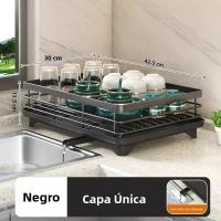 Estante De Secado De Platos Ajustable Con Borde De Drenaje Para Encimera De Cocina Y Almacenamiento Sobre El Grifo Organizador Con Portajuguetes Material De Acero Inoxidable Estilo Moderno - details 10