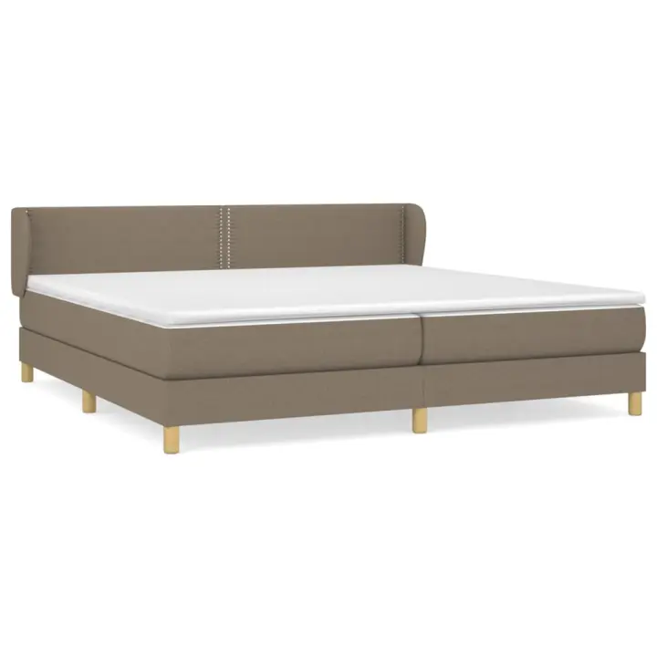 vidaXL Cama box spring con colchón tela gris taupe 200x200 cm - 1