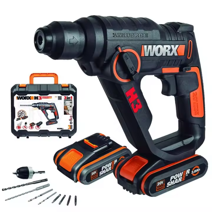 WX390.1 Worx H3 – 3 en 1 – Martillo, Taladro, Atornillador 20V 2.0Ah 2 bat. - 1