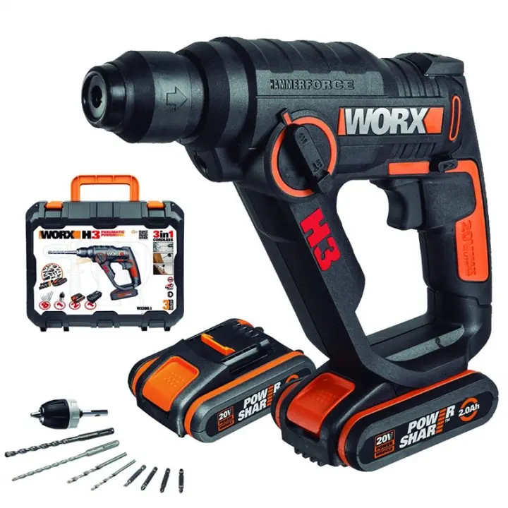 WX390.1 Worx H3 – 3 en 1 – Martillo, Taladro, Atornillador 20V 2.0Ah 2 bat. - 1