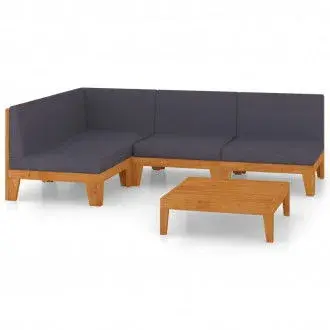 VIDAXL 3058145 conjunto de sofás con un diseño modular y una mesa para jardín en color gris oscuro vida xl - 1