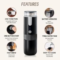 Cafetera Eléctrica inalambra para Exterior, máquina de café de 1200MAh recargable por USB, portátil, totalmente automática, para viaje en coche y Hogar - details 1