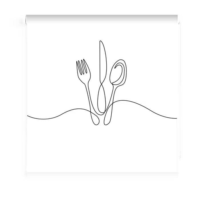 Estores Iroa – Estor Enrollable de Cocina con Diseño Minimalista de Cubiertos, Tejido Antibacteriano, Filtra la Luz y Protege del Sol, Hecho en España, Instalación Fácil y Garantía 2 Años - 1