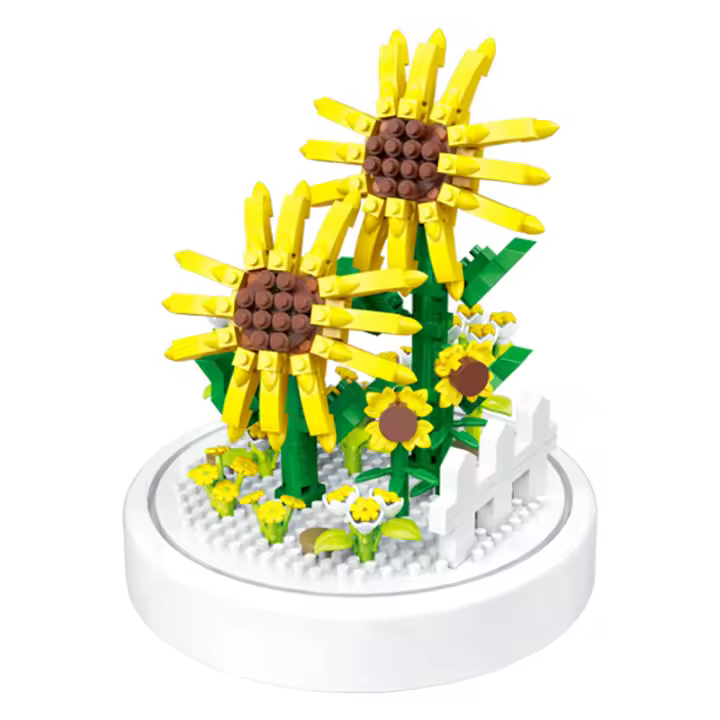 Building block flower simulation bouquet rose eternal flower sunflower carnation assembly toy decoration, girl gift - 1