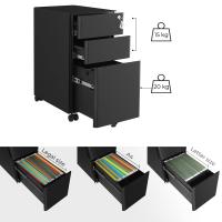 Archivador móvil con cerradura, cajonera de oficina con ruedas, para documentos A4 y carpetas de archivo, blanco o negro - details 12