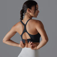 Sujetador deportivo con espalda descubierta para mujer, ropa interior de entrenamiento con hebilla ajustable para correr, Fitness, gimnasio, Bralette acolchado, ropa deportiva - details 2