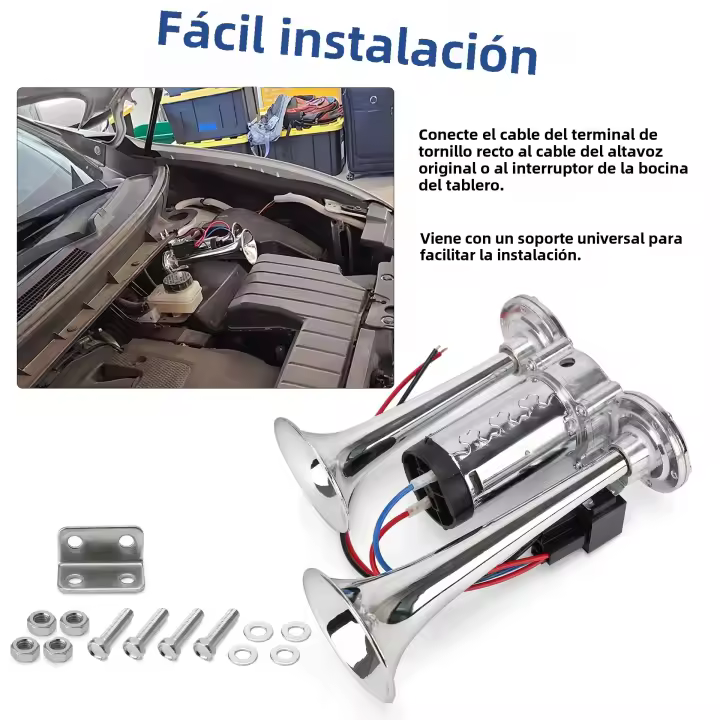 Bocina De Tren Doble Tocador 600DB Super Fuerte Para Camiones 12V Acero Inoxidable Electrónica De Alta Decibel Acabado Cromo Con Altavoz Para Coche - 1