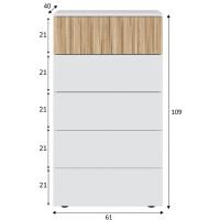 Meimon ETHNA Cómoda 5 cajones en Blanco Ark Natur, estructura de tablero de partículas melaminizado E1, guías metálicas extraíbles, cantos PVC, patas ABS ocultas, trasera y cajones en MDF/DM, medidas 109x61x40 cm, capacidad 5x52x35 cm - details 3