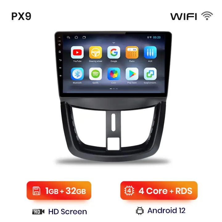 AWESAFE inalámbrico CarPlay Android Auto Radio para Peugeot 207 207CC 2006 2007 2008 2009 2010 2011 2012 2013 2014 2015 coche reproductor multimedia GPS 2 din autoradio volante controles RDS Bluetooth - 1