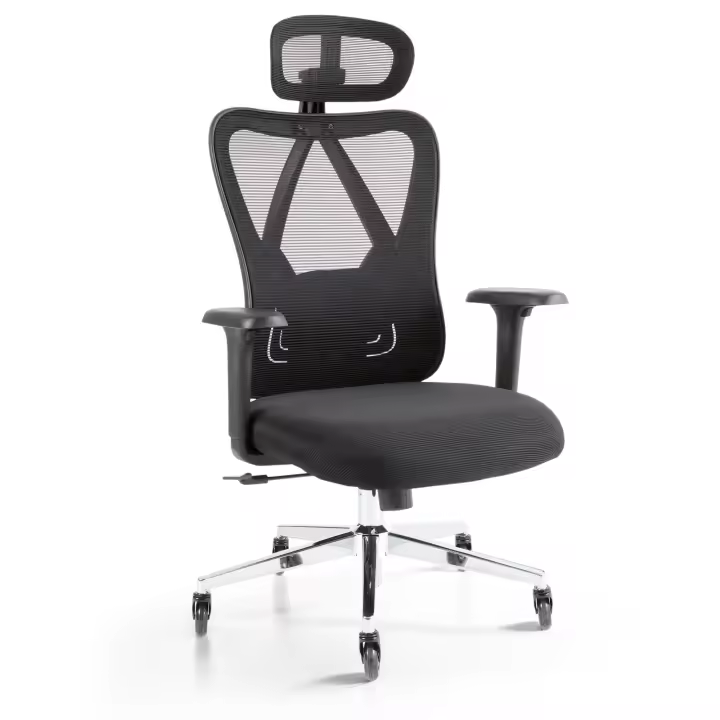 AREBOS Silla de oficina ergonómica, silla de escritorio con reposacabezas ajustable - 1