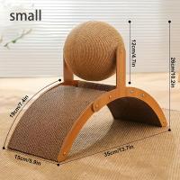 1pc Delgado Almohadilla De Rasguño Para Gato De Madera Con Diseño Arqueado Vertical Espacioso Bola Interactiva De Sisal Construcción De Cartón Fuerte - details 4