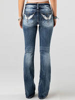 Pantalones Vaqueros Flared De Denim Para Mujer Estilo Europeo Y Americano Casual Adecuados Para Viajes Diarios Cierre De Cremallera - details 2