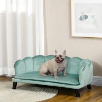 PawHut Sofá para Perros Medianos Sofá Cama para Mascotas Gatos Tapizado en Terciopelo con Patas de Madera Carga 25 kg 98,5x60,5x35,5 cm Verde - details 1