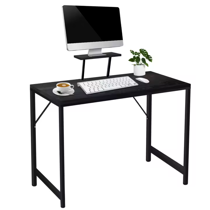 Aqrau Escritorio con estante para monitor, mesa para computadora PC 100x50x75cm, mesa de oficina de madera para la oficina - 1