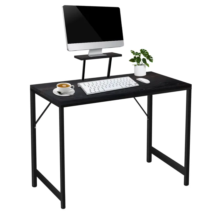 Aqrau Escritorio con estante para monitor, mesa para computadora PC 100x50x75cm, mesa de oficina de madera para la oficina - 1