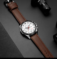 Reloj De Pulsera De Cuero Negro 46mm Estilo Militar Grande Movimiento De Cuarzo Con Calendario Decorativo Resistentes Al Choque Y Agua Para Hombre - details 10