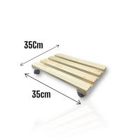 MINOKUA Carro de Madera con Ruedas para Jardín y Patio Al Aire Libre - Bandeja de Madera para Bombona - Peso Máximo 200kg - 35cmx35cm - Fabricado en Europa - details 2