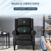 HOMCOM Sillón de Masaje Sillón Relax Reclinable con Mando a Distancia 2 Zonas de Masaje Bolsillo Lateral y Tapizado en Tejido de Ante 78x83x101 cm - details 0
