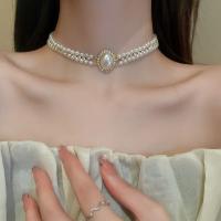 Collar De Doble Capa Con Perlas Imitación Y Rhinestones Para Mujer Lujo Sutil Moda Joyería Para Fiestas Regalos - details 3