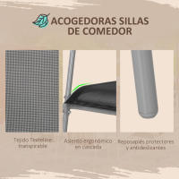 Outsunny Conjunto de Comedor de Exterior Juego de Comedor de Jardín de 7 Piezas con 1 Mesa 6 Sillas Apilables y Marco de Acero para Terraza Patio Negro - details 5