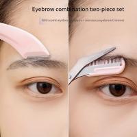 Juego De 2/3 Piezas Cortador De Cejas En Forma De Luna Crescent Trimmer De Acero Inoxidable Con Peine Y Tijeras Para Cejas - details 3