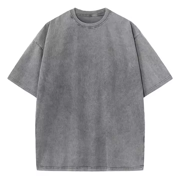 Camiseta Estilo Retro Americano Pesada De Color Sólido Para Hombres Y Mujeres Manga Corta Verano Moda De Calle Antiguo Talla Grande Ropa Lavada - 1