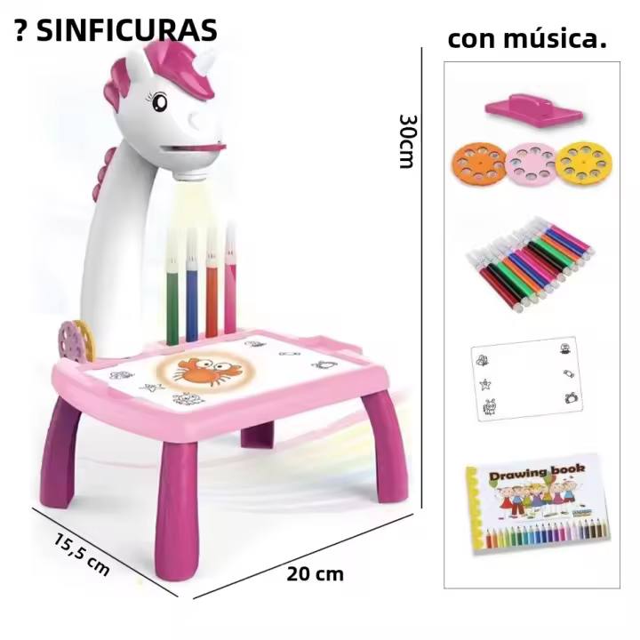 Mesa De Dibujo Con Proyector LED Para Niños Set De Pintura Juguete Educativo Herramientas De Aprendizaje Para Niños Tablero De Dibujo Con Luz - 1