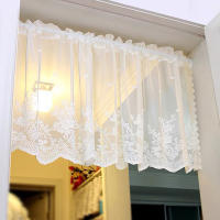 Valance De Ventana Estilo Dulce En Encaje Blanco Con Bolsa Para Percha Cortina Transparente Corta Para Decoración De Dormitorio - details 8