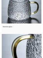 Taza De Café Con Patrón De Martillo 350ml/400ml Vidrio Resistente Al Calor Con Asa Para Bebidas Hoteles Hogar Coctelería - details 10