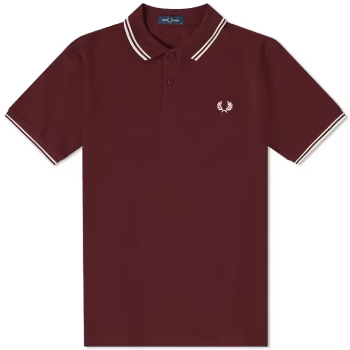 Fred Perry Slim Fit Twin Tipped Polo Ox Blood / Snow White / Snow White - 1