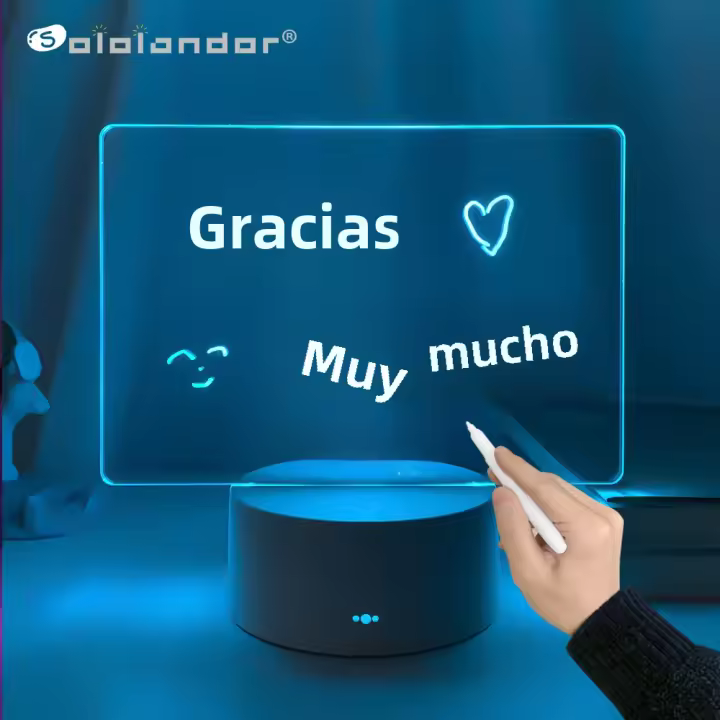 Lámpara De Escritorio Blanca Rewritable Con Tablero De Mensajes Luz Nocturna Para Habitación De Niñas Decoración De Pared Regalo Luz Suave Para Dormir - 1