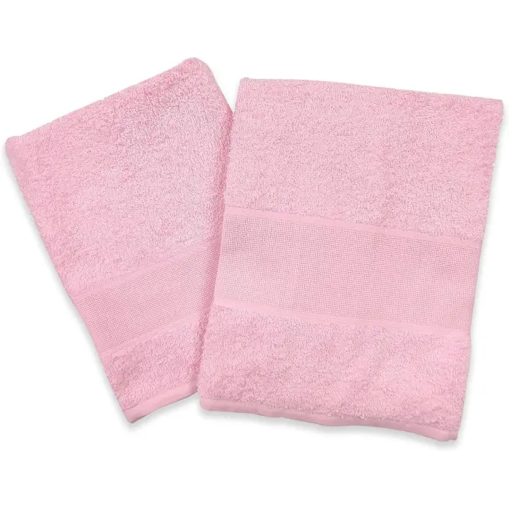 Set/Par de Toallas Grande y Pequeño. Canvas Aida para Bordados 100% Esponja de Algodón-Toallas Invitadas, Toallas de Baño (Rosa, SIN BORDADO) - 1