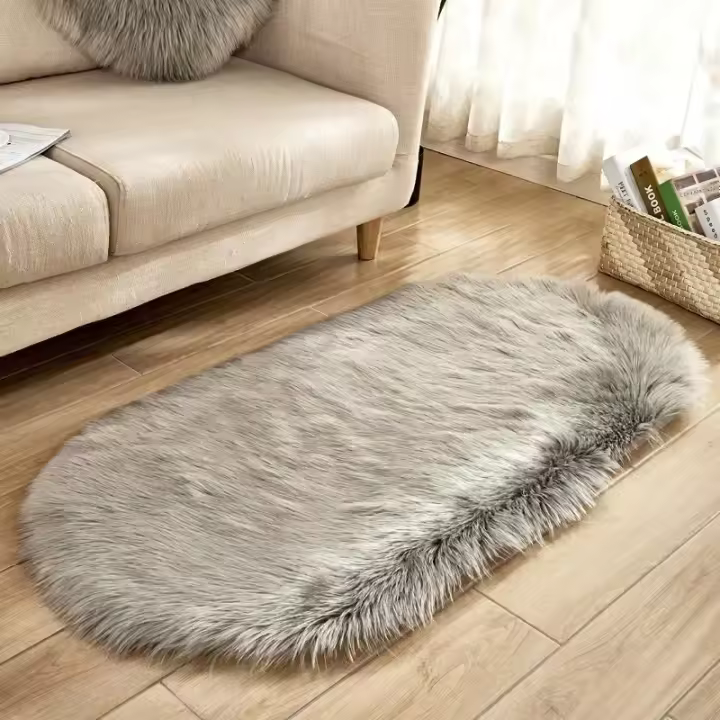 Alfombra De Falsa Piel Grande Ovalada Artificial Cuero Genuino De Oveja Pelo Largo Tapete Suave De Lana Blanca Para Dormitorio Y Sala De Estar Decoración De Hogar Lujo Alfombra Para Habitación De Niños - 1