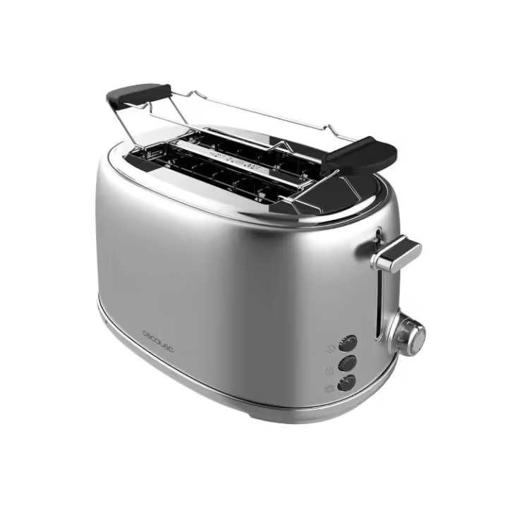 Tostadora de acero con 2 ranuras anchas cortas y con capacidad para 2 tostadas. - 1